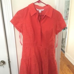 DVF skylar eyelet dress ocean coral NWT